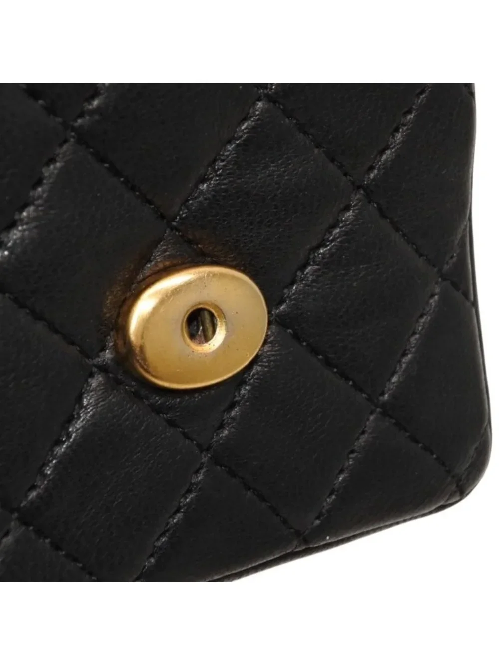 Chanel Micro Quilted Chain Shoulder Bag CC Logo Lambskin Black Gold